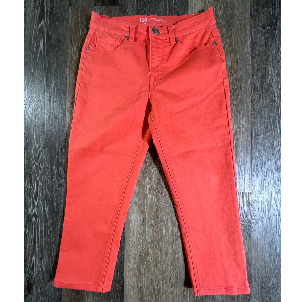 DG2 Diane Gilman Cropped Jeans Womens 6P Orange Stretch Denim Pants 4670